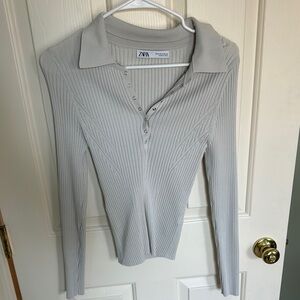 Zara Women's Gray Ribbed Top